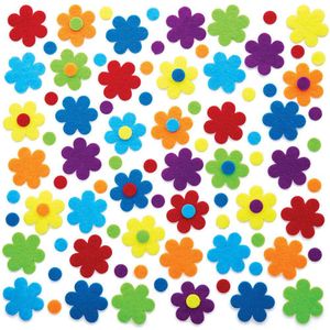 Regenboogkleuren zelfklevende vilten bloemen (175 stuks) Accessoires knutselen
