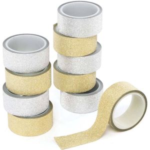 Goud & Zilver Glitter tape (10 stuks) Knutselspullen