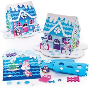 Sneeuwpop huis bouwpakketten (2 stuks) Kerst Knutsel Activiteiten
