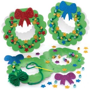 Kerstmis krans borduur kaart set (6 stuks) Kerst Knutsel Activiteiten