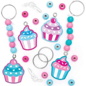 Cupcake Sleutel- en Tassenhanger  (4 stuks) Knutselset