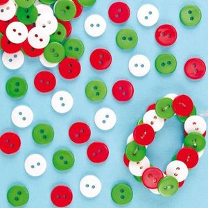 Rode, witte en groene miniknopen (250 stuks) Kerst Ambachtelijke Benodigdheden