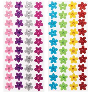 Foam-stickers bloemvormige edelstenen (80 stuks) Accessoires knutselen