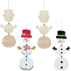 Sneeuwpop Houten Spinnende Decoratie Kits (4 stuks) Kerst Knutsel Activiteiten