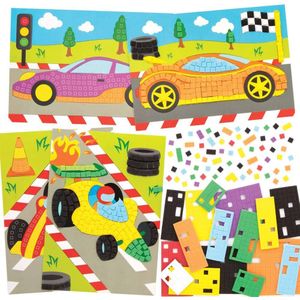 Raceauto mozaÃ¯ek sets  (4 stuks) Knutselset
