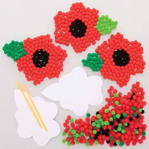 Bloem pompom sets  (5 stuks) Knutselspullen