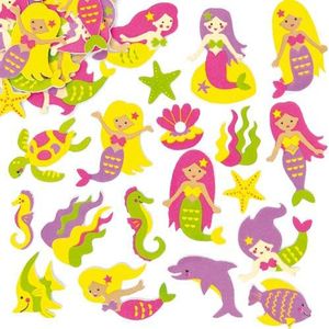 Zeemeermin stickers van foam (120 stuks) Accessoires knutselen