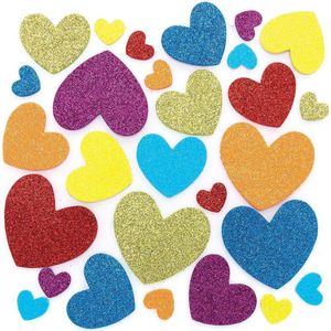 Regenboog hart glitter stickers van foam  (210 stuks) Accessoires knutselen
