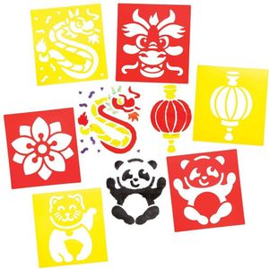 Chinees Nieuwjaar Stencils  (8 stuks) Chinees Nieuwjaar Knutselen