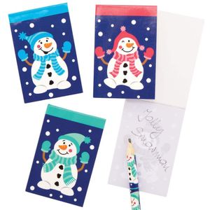 Sneeuwpop Notitieboekjes  (12 stuks) Kerstmis Sok Vullers