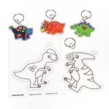 Dinosaurus sleutelhangers van krimp papier (8 stuks) Knutselset