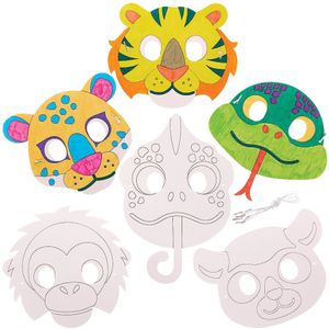 Regenwoud Dieren Inkleur maskers (10 stuks) DIY knutselen