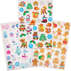 Kerstmis Mini Feest Sticker Bladen  (12 stuks)