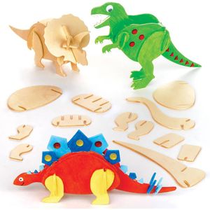 Sets met houten dinosaurussen  (5 stuks) Knutselen Met Hout