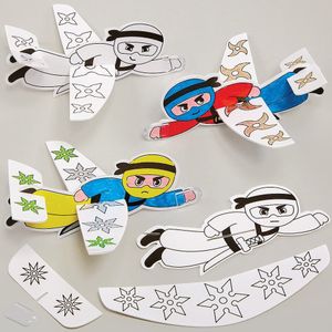 Ninja Inkleur Vliegtuigen Sets  (Pak van 12) Knutselset