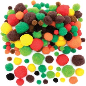 Wilde dieren gekleurde Pom Pom voordeelpakket  (256 stuks) Accessoires knutselen