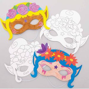 Inkleurbare Fee Maskers  (10 stuks) Knutselset