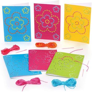 Bloemen rijgen String Kunst Kaart Pakketten (6 stuks) Naai Sets