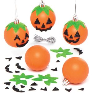 Pompoen Kerstballen  (6 stuks) Halloween Knutselen