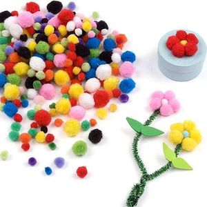 Gekleurde mini pompoms (500 stuks) Knutselspullen