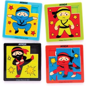 Ninja schuifpuzzels (4 stuks) - Kleurrijke uitdaging voor kinderen (63 mm x 63 mm)