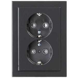 Busch&Jaeger Stopcontact 2 Future Linear Antraciet Glans | Pulsdrukker