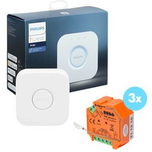 Slimme Starterkit Hue Bridge & 3 Slimme Inbouwschakelaars | Smart Home Hub | Werkt met Philips Hue