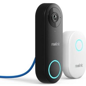 Reolink 2K 5MP Videodeurbel met bel, 180 graden uitzicht, PoE, Persoons/verpakking detectie, Tweewegaudio, Werkt met NVR's
