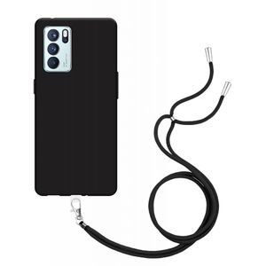 Oppo Reno6 Pro Soft TPU Case with Strap - (Black)