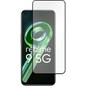 Full Cover Screenprotector Realme 9 5G Tempered Glass - black