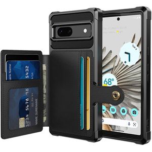 Google Pixel 7a Magnetic Card Holder Hybrid Case  - Black