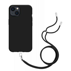 Apple iPhone 14 Plus Soft TPU Case with Strap - (Black)