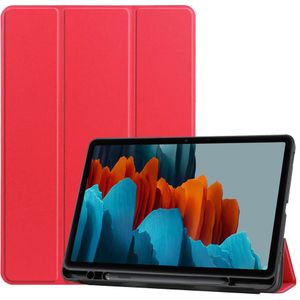 Samsung Galaxy Tab S7 Smart Tri-Fold Case With Pen Slot (Red)