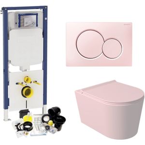 Geberit up720 toiletset wandcloset salenzi civita mat roze met sigma 01 drukplaat