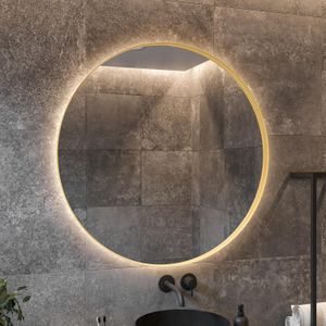 Spiegel bws star rond met led 60 cm mat goud