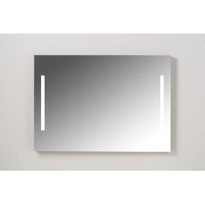 Badkamerspiegel xenz pacengo 140x70 cm industrieel zwart frame met verlichting en spiegelverwarming