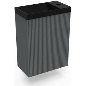 Fonteinkast cement arcqua ridge 40x55x28 cm incl. Fontein mat zwart zonder overloop