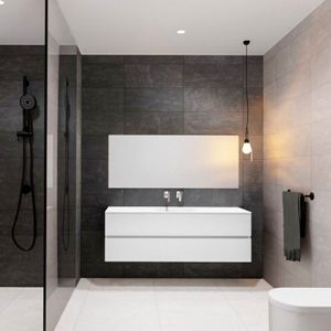 Badkamermeubel solid surface bws stockholm 150x46 cm dubbel mat wit