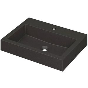Ink wastafel momento quartz met 1 kraangat 60 cmx45 cmx9 cm quartz zwart 3421201