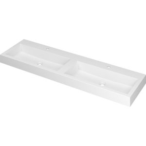 Ink wastafel momento polystone dubbel met 2 kraangaten 160 cmx45 cmx9 cm mat wit 3421361