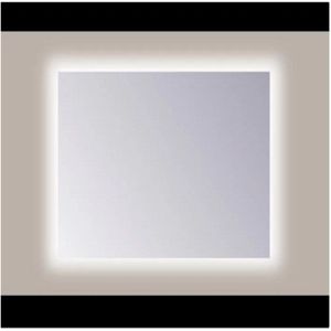Spiegel sanicare q-mirrors 90x60 cm pp-geslepen rechthoek met rondom led warm white incl. Ophangmateriaal zonder schakelaar