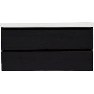 Onderkast sanilux trendline met greeplijst mat zwart 100x47x52 cm black oak