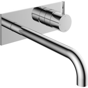 Inbouw wastafelkraan met achterplaat hotbath cobber 25 cm gebogen uitloop 1-hendel chroom