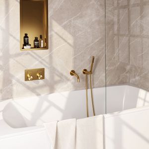 Inbouwthermostaat set brauer gold edition met drukknoppen incl baduitloop goud