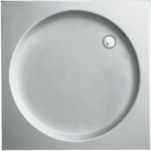 Douchebak plieger luxury kunststof acryl vierkant met ronde inzet 90x90x18.5 cm wit