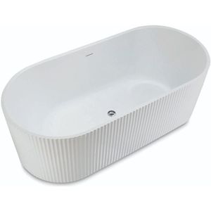 Vrijstaand bad luca sanitair primo acryl 170x80x58 cm incl. Afvoerset mat wit met ribbel