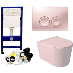 Geberit up100 toiletset wandcloset salenzi civita mat roze met delta 21 drukplaat