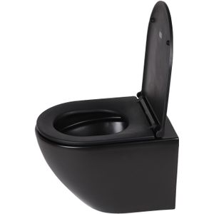 Wandtoilet differnz rimless 49x36x37 cm inclusief toiletbril zwart