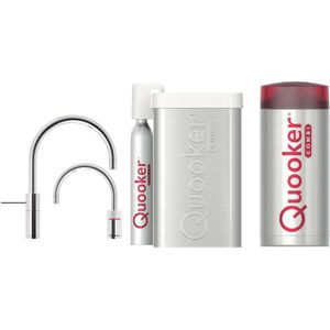 Quooker cube nordic round twintaps chroom met combi boiler