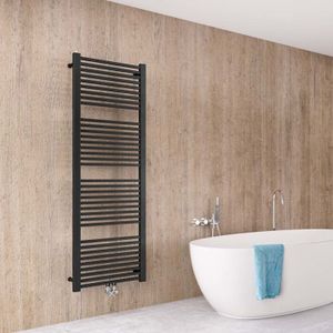 Designradiator instamat rim 114x60 cm 6 aansl. 1/2" incl. Wandconsoles zwart